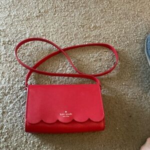 Kate Spade Cherry Red Crossbody Bag with Flap Closure. EUC.